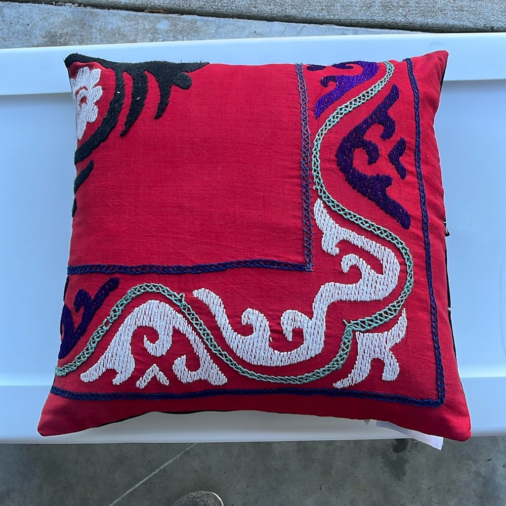 Antique Anatolian Kilim Turkish pillow cover 14” x 14”